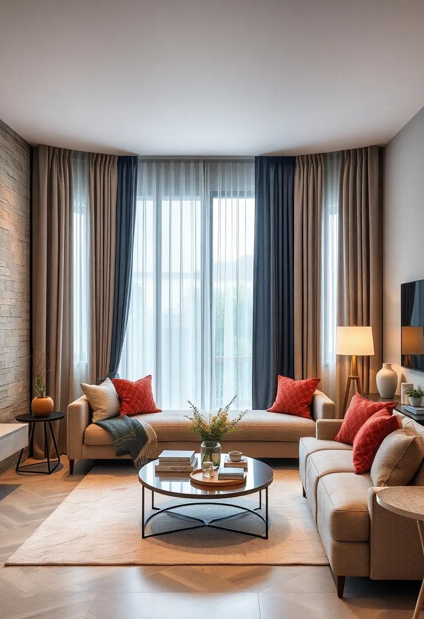 Install Curtains⁣ High and Wide to Elongate Windows