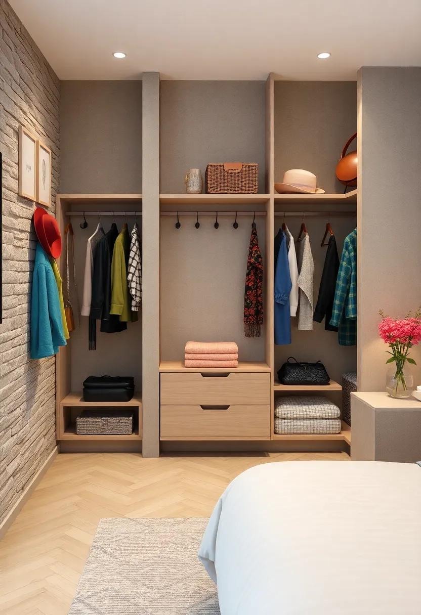 functional Hooks and ‌Racks: Utilize hooks and racks on interior doors for ⁢added storage ‍of bags, hats,​ and scarves, decluttering your main wardrobe ⁣space