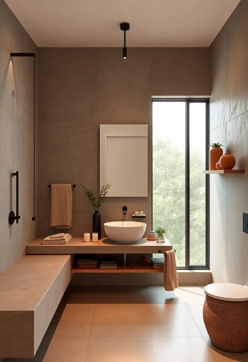 Floating Elements: Choose floating vanities and shelves to create the illusion of space while keeping the warmth⁤ intact