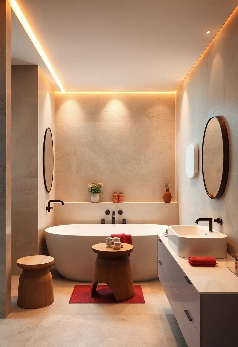 Soft Lighting: Choose warm ‌LED bulbs‍ and ⁤fixtures to⁢ bathe your bathroom in a cozy glow that enhances⁣ the warm tones