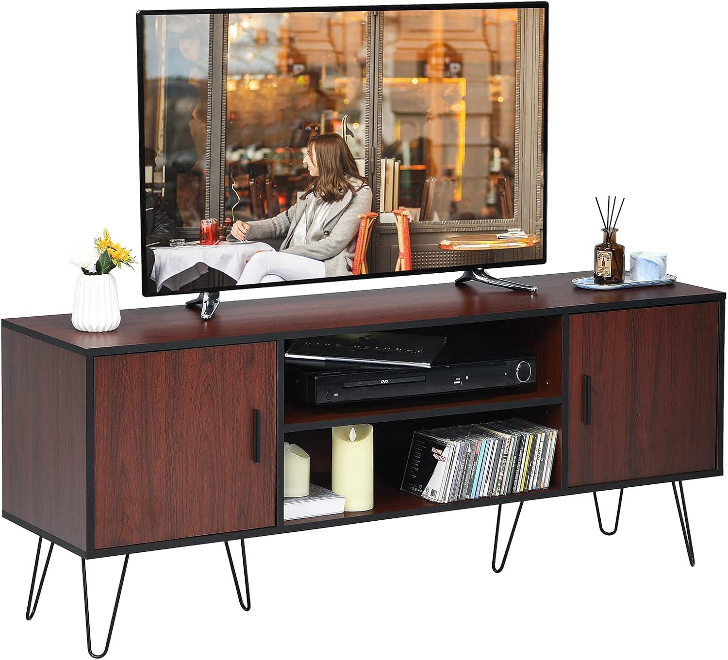 Tangkula Retro TV Stand Review: Stylish Storage for Our Living Room
