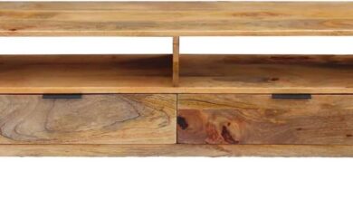 How We Organized Our Space with a Handmade Mango Wood TV Stand