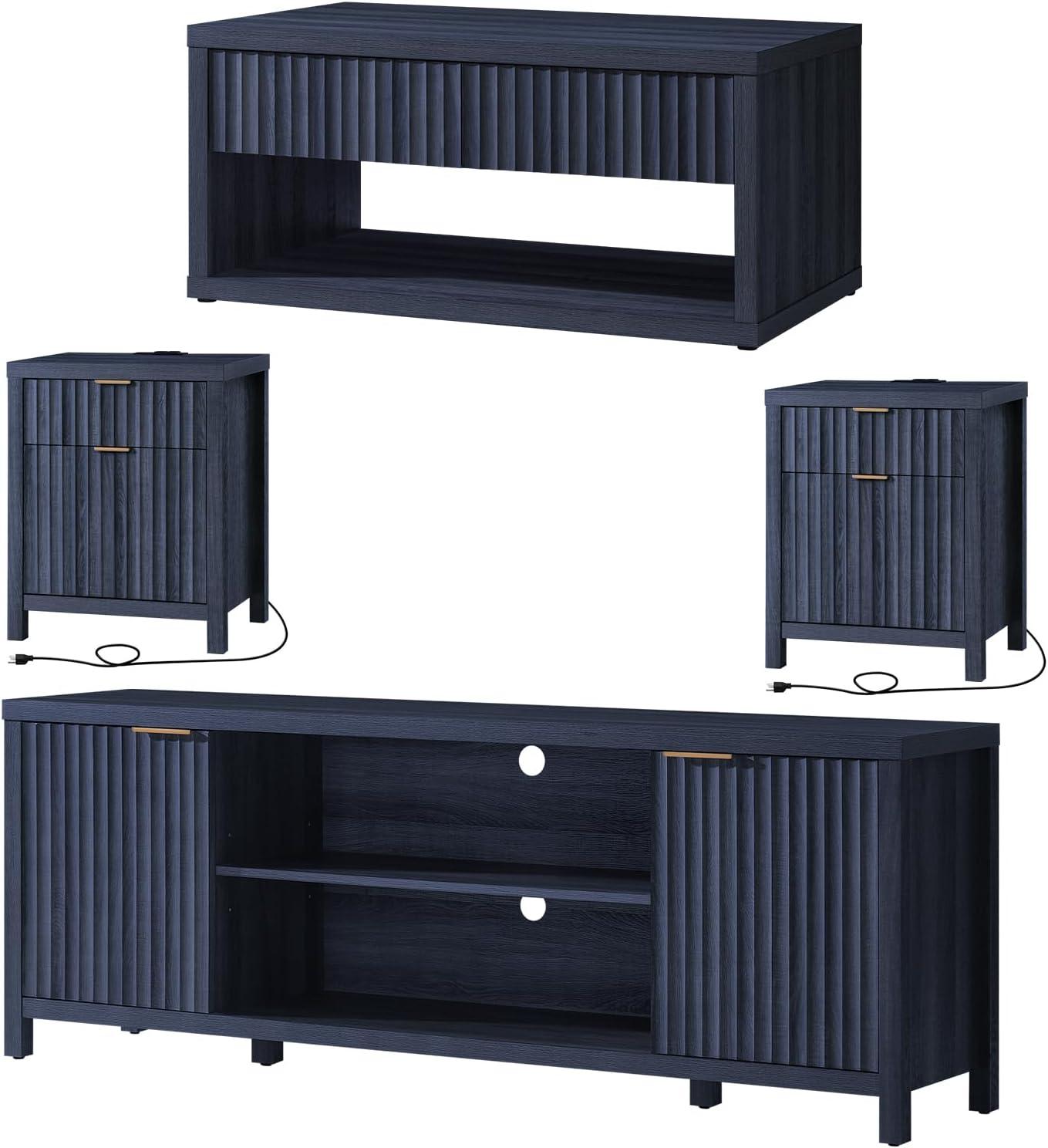 How We Transformed Our Living Room with This 4-Piece Blue Table Set