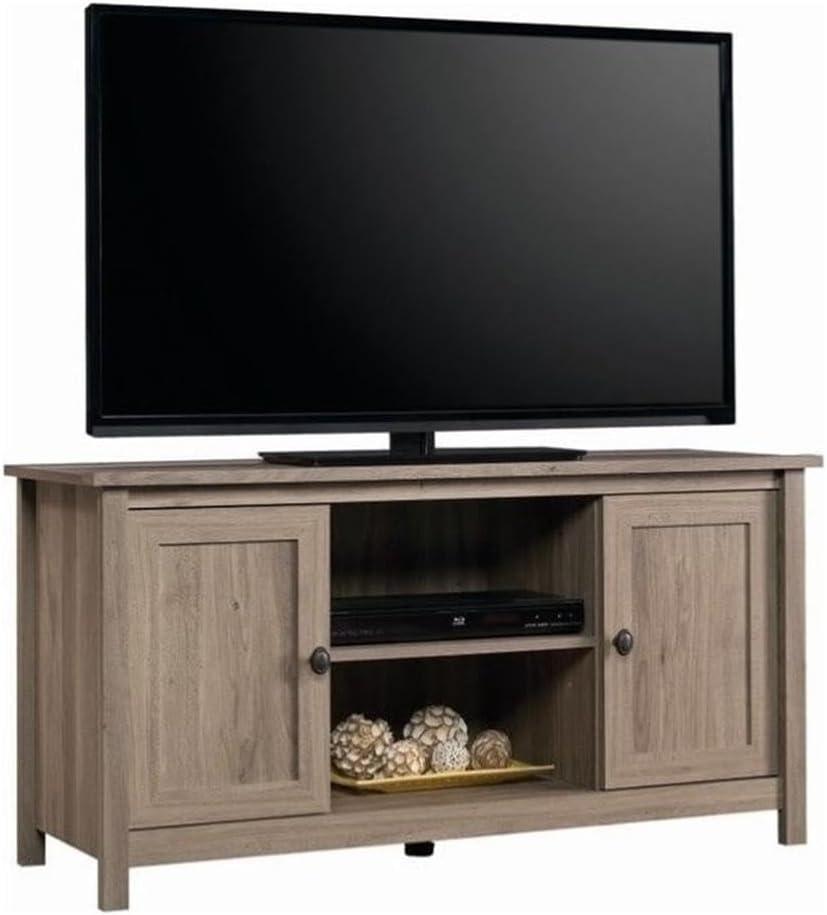 Our Honest Take on the Sauder County Line TV Stand in Salt Oak Finish