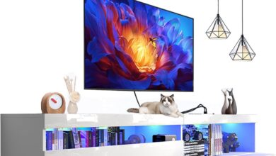 Our Review: Sleek 71″ Floating TV Stand with LED Glow and Power