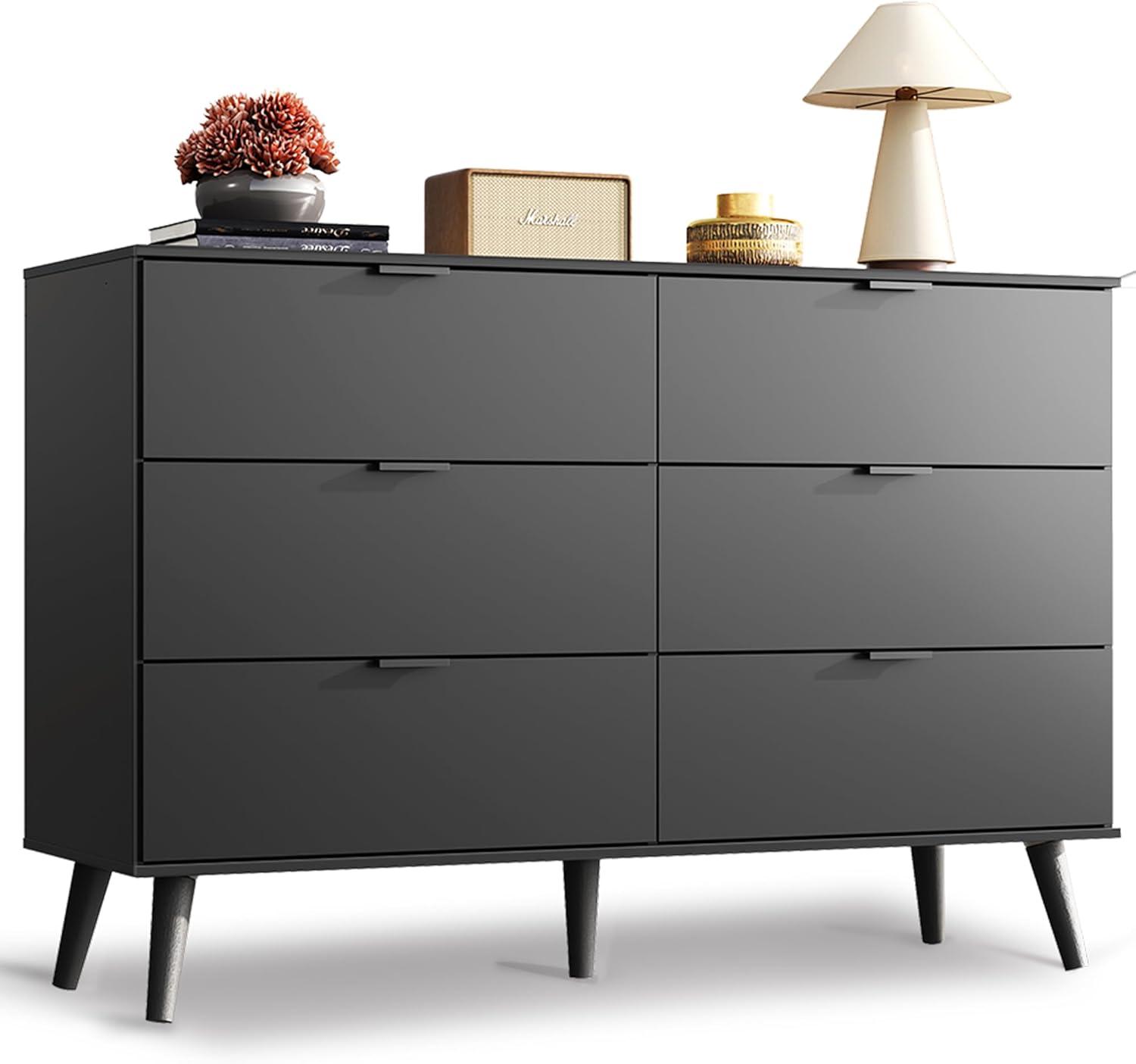 Spacious and Stylish: Exploring the WLIVE 6-Drawer Black Dresser