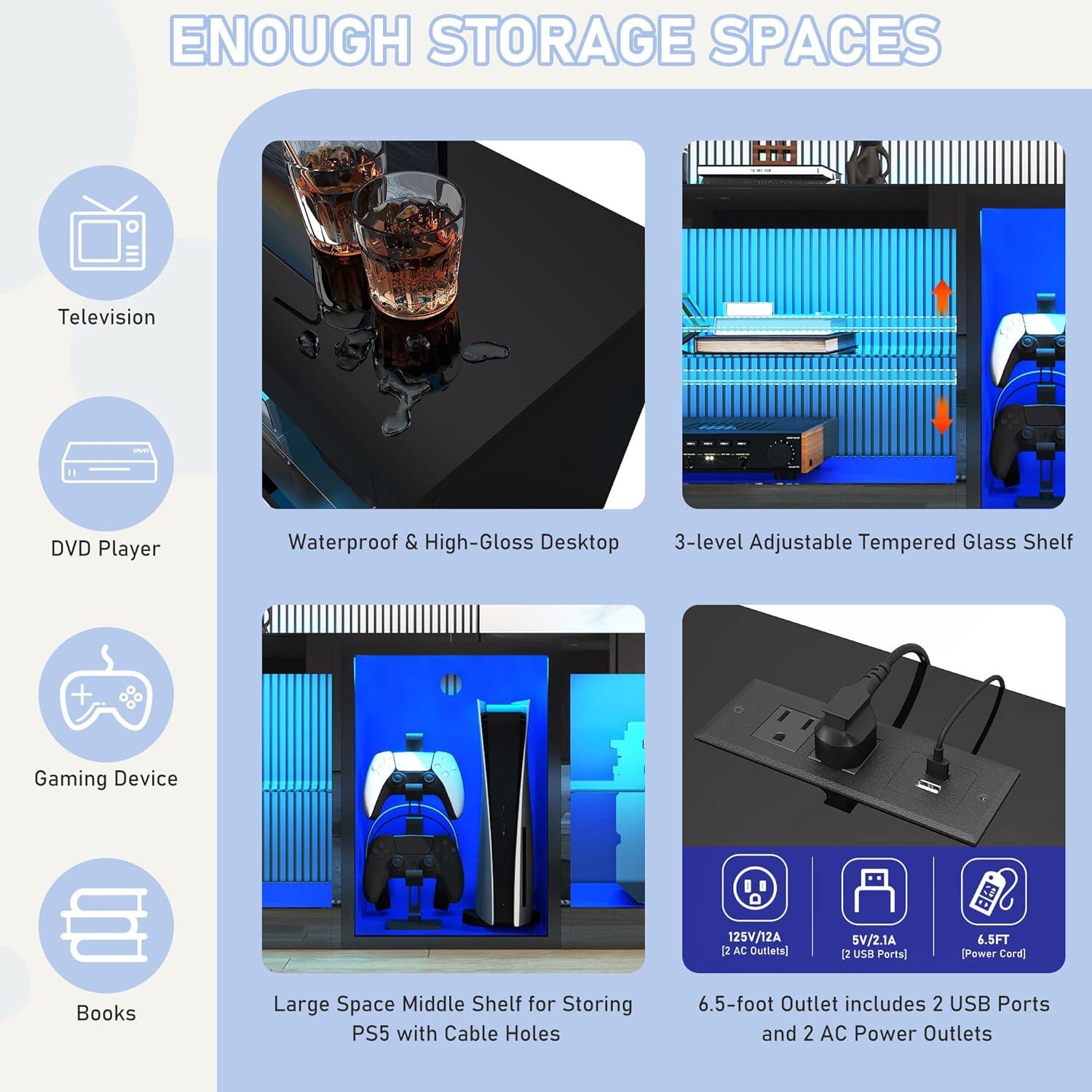 Elevate Living rooms with Vinctik 6&Fox LED TV Stand's Glow