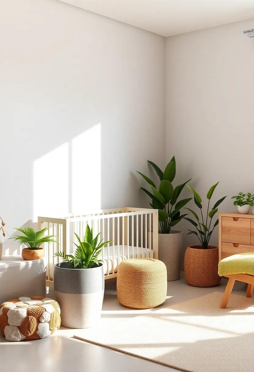 Nature-Inspired Decor: Incorporate light grey planters with greenery to bring in a touch of nature, enhancing the serene vibe of your child’s sanctuary