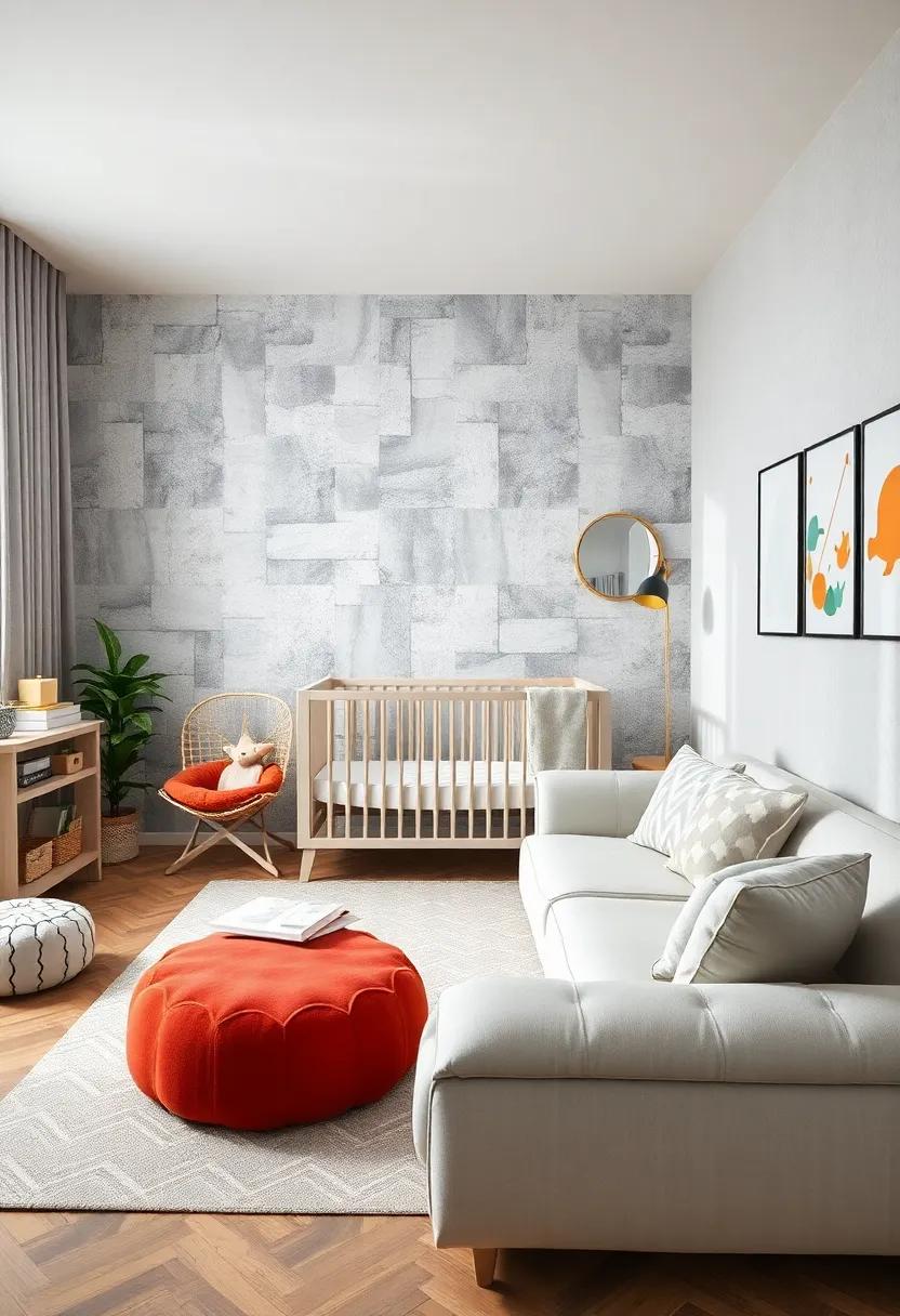 Playful Patterns: Experiment with light grey patterns on wallpaper or fabric, such as polka dots or chevrons, to add visual interest without overwhelming the space