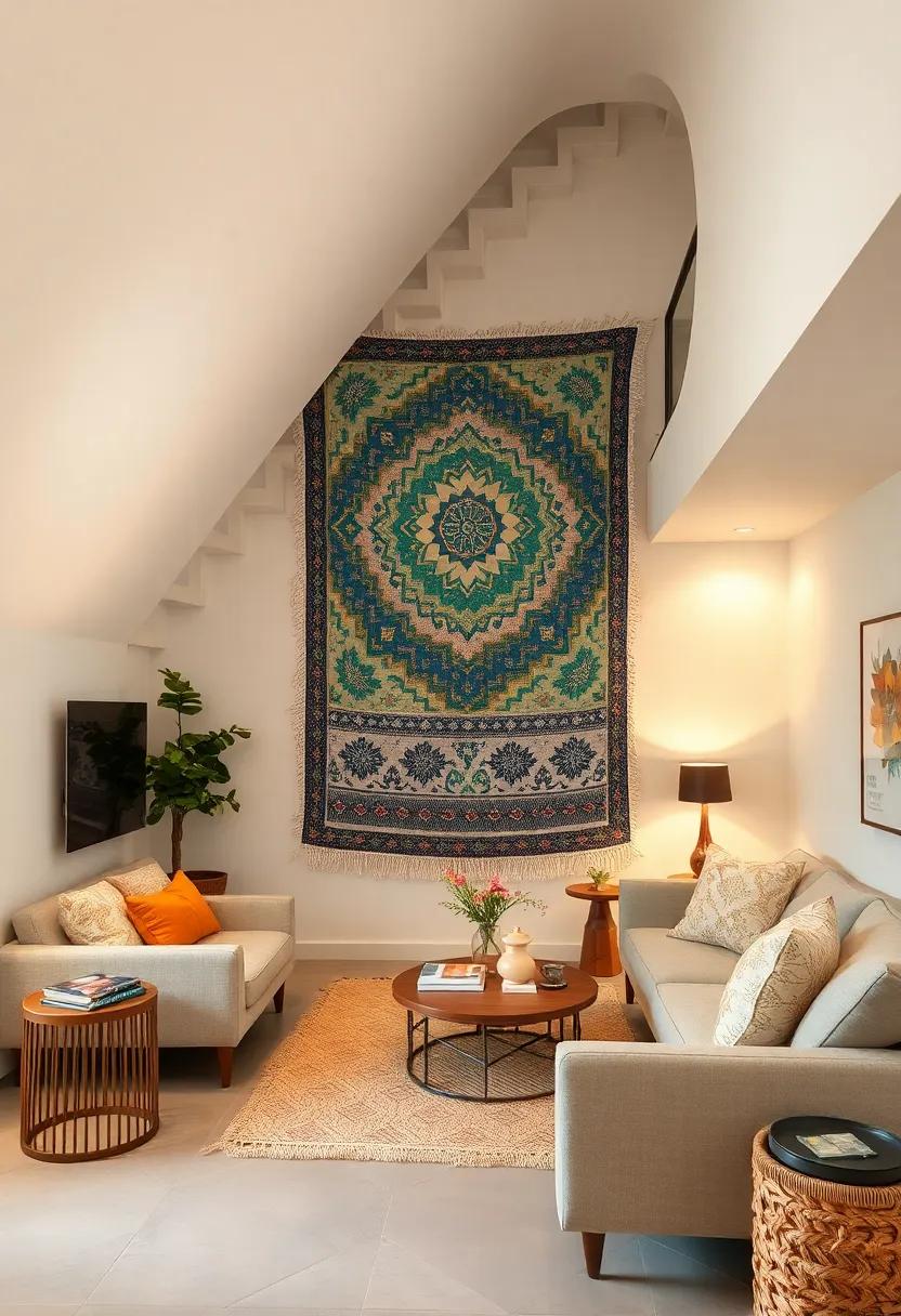 Hang a cozy quilt or tapestry on the wall, not only for decoration but also for added warmth