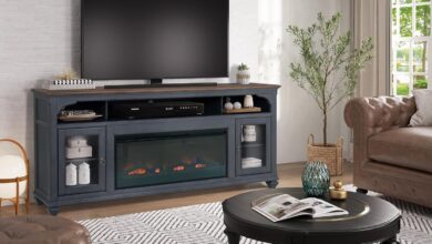 86 In Fireplace Tv Stand Corduroy Blue For Your Big Tv