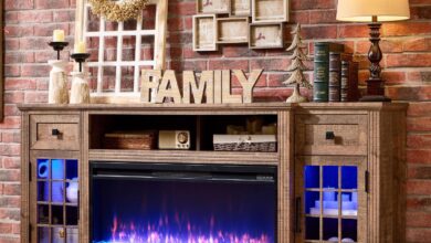 Accohoho Farmhouse Fireplace Tv Stand For Your Media Room