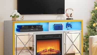 Dwvo Led Mirrored Fireplace Tv Stand For Your Living Room
