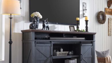 Farmhouse Tv Stand 70 Inch Dark Grey Fits Your Space