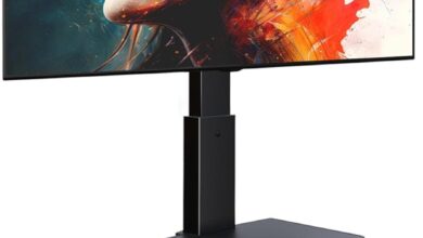 Fitueyes Swivel Floor Tv Stand Fits Your Small Room