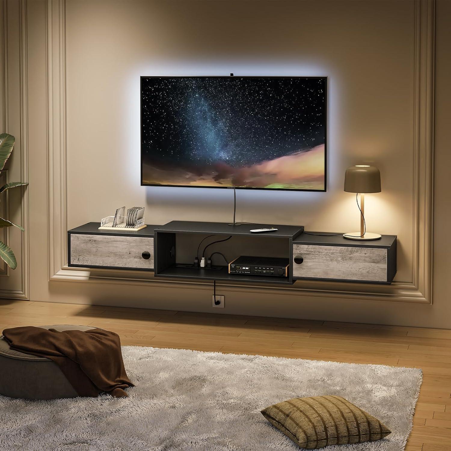 Hoobro 55 Bg11uds01 Floating Tv Stand That Frees Your Floor