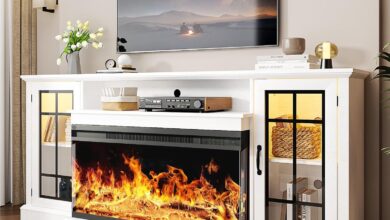 Oneinmil 36 Inch 3 Sided Glass Tv Stand For Your Living Room