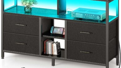 Rolanstar Tv Stand With Power Outlets Organize Your Media