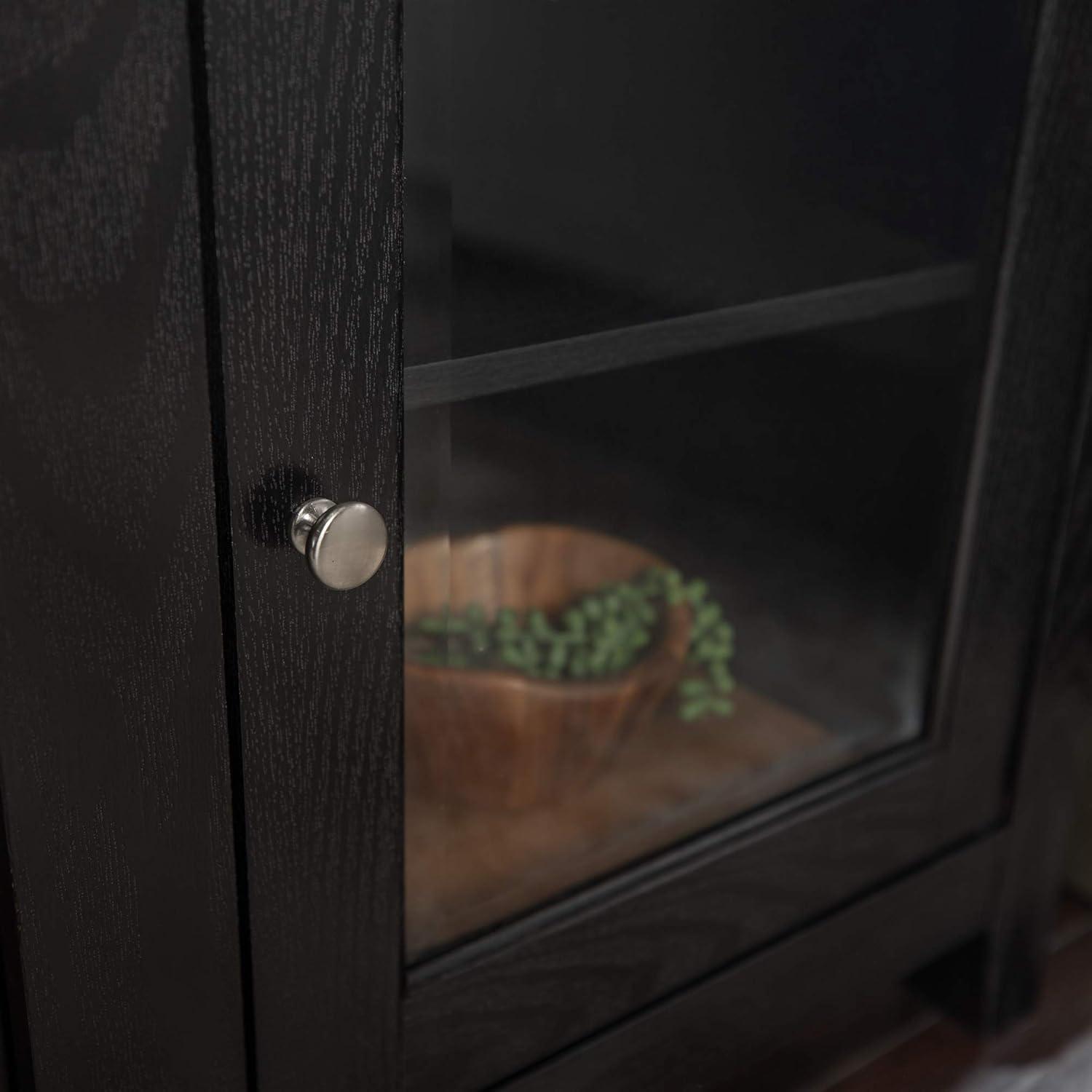 Walker Edison Rustic Wood & Glass Fireplace TV Stand for you