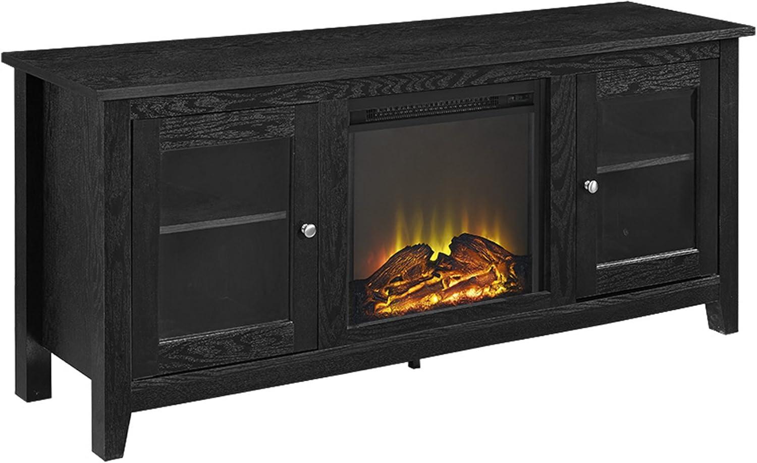 Walker Edison Rustic Wood Glass Fireplace Tv Stand For You
