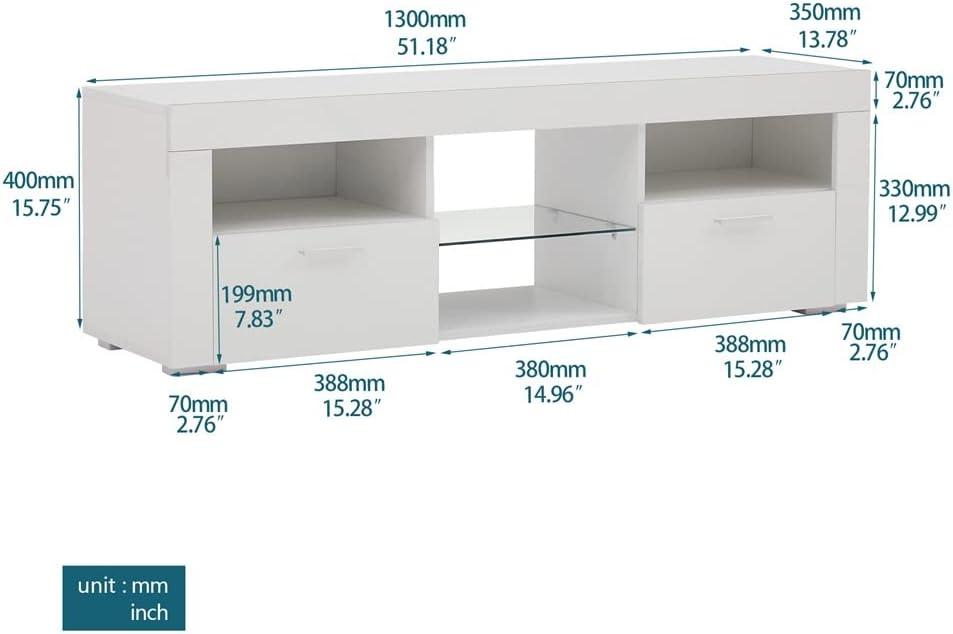White TV Stand with LED (D As shown) — your room's ​mood
