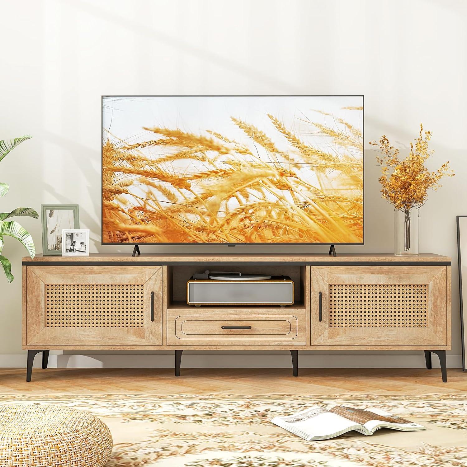 Why We Love the Tangkula Boho TV Stand for Our Living Room