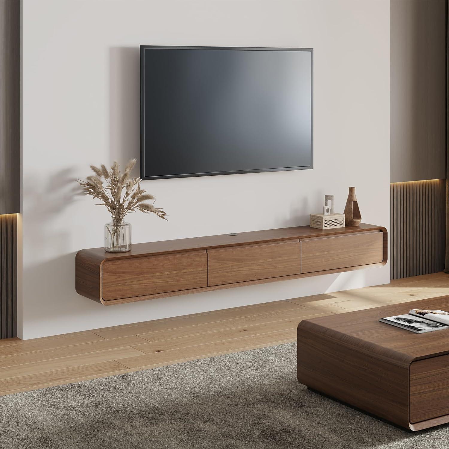 Our Take on the Sleek Walnut Floating TV Stand with Smart Storage
