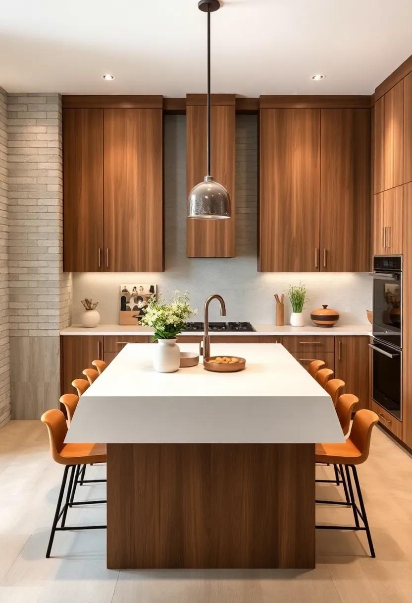 25 Stunning Wood Kitchen Cabinets Paired with Elegant White Islands for Your Dream Space