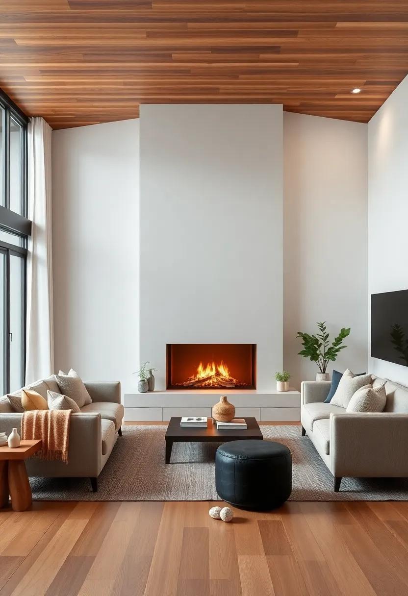 Cozy Elegance: Designing a Living Room with a Fireplace and Wooden Accents Cozy Elegance: Designing a Living Room with a Fireplace and Wooden Accents