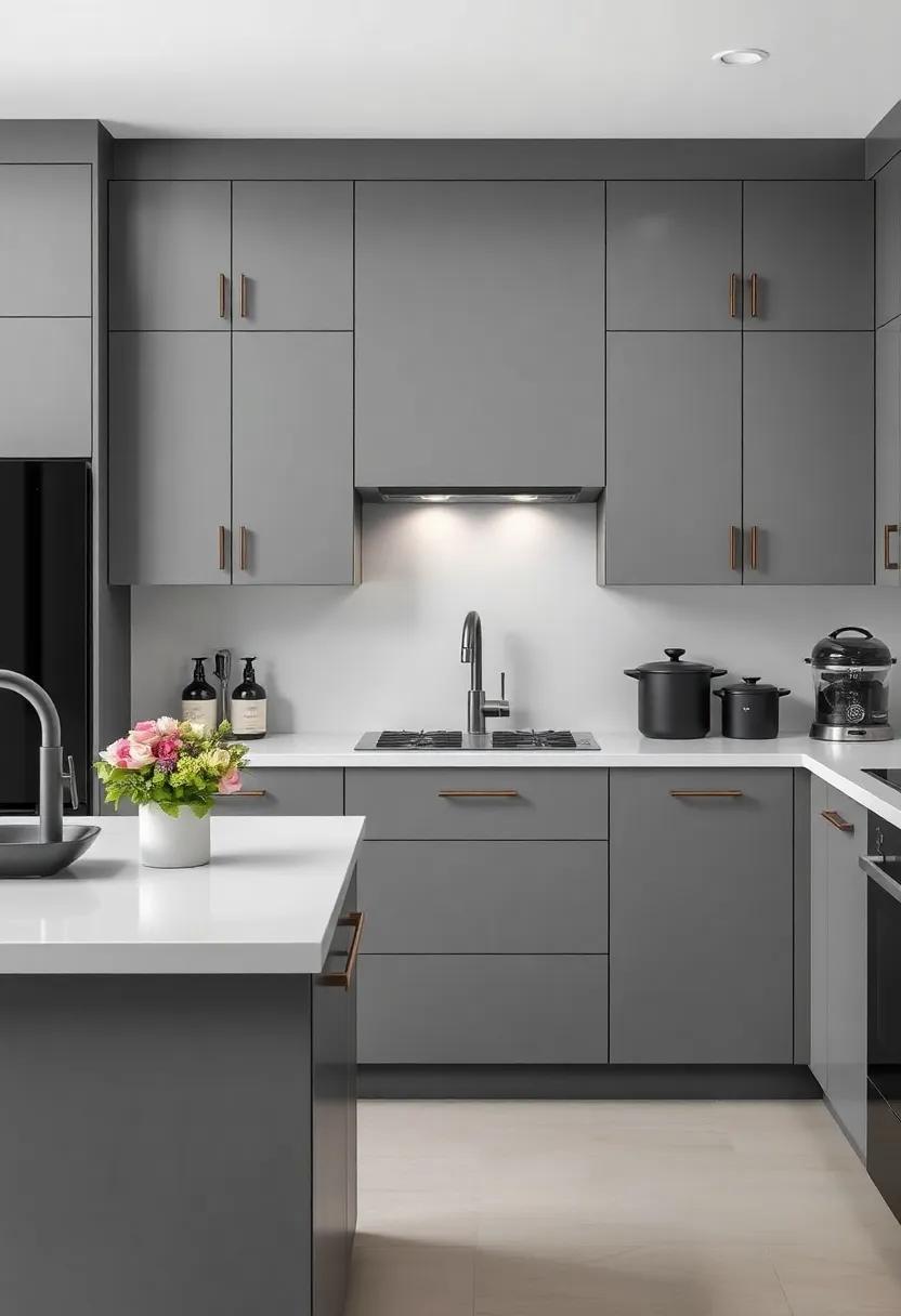 Chic Contrast: Elevate Your Space with Gray Kitchen Cabinets and Black Appliances