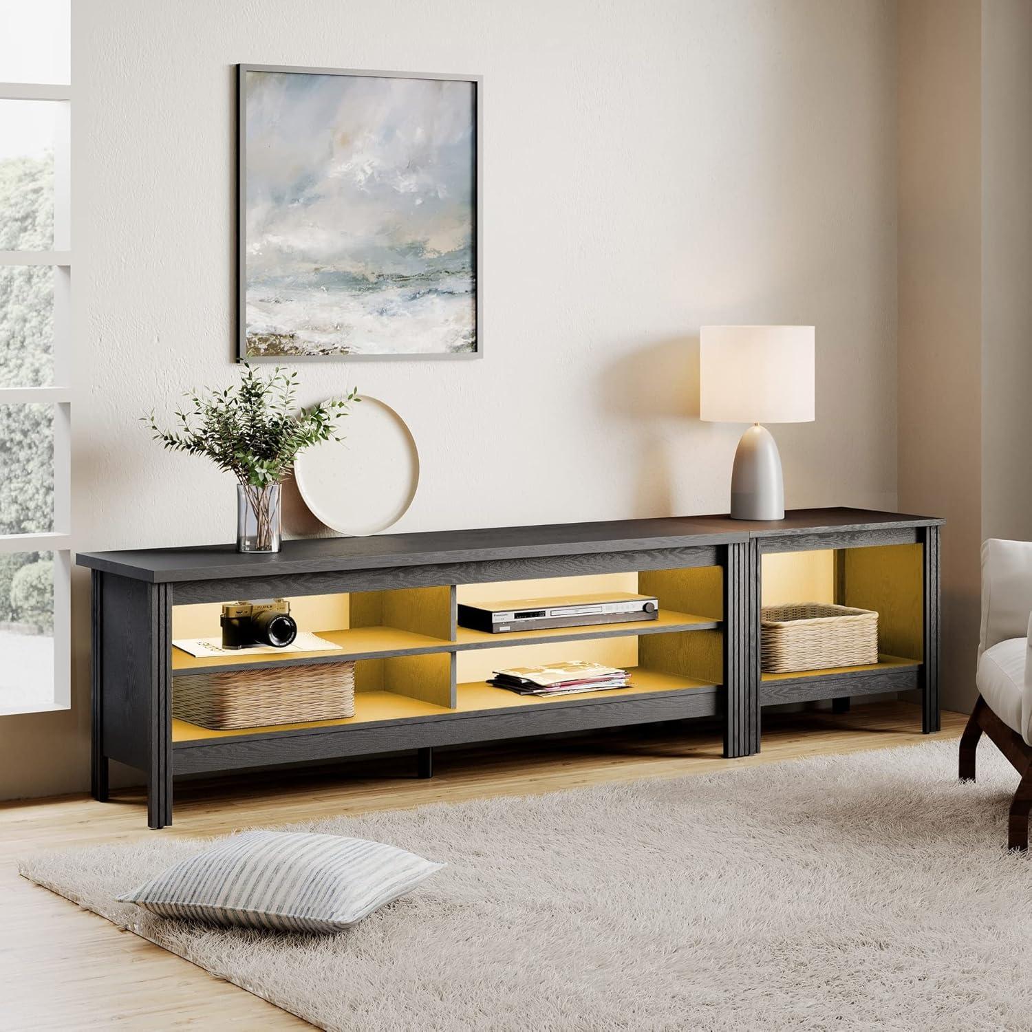 Our Take on the WAMPAT 85″ TV Stand with Stylish Yellow LED Glow