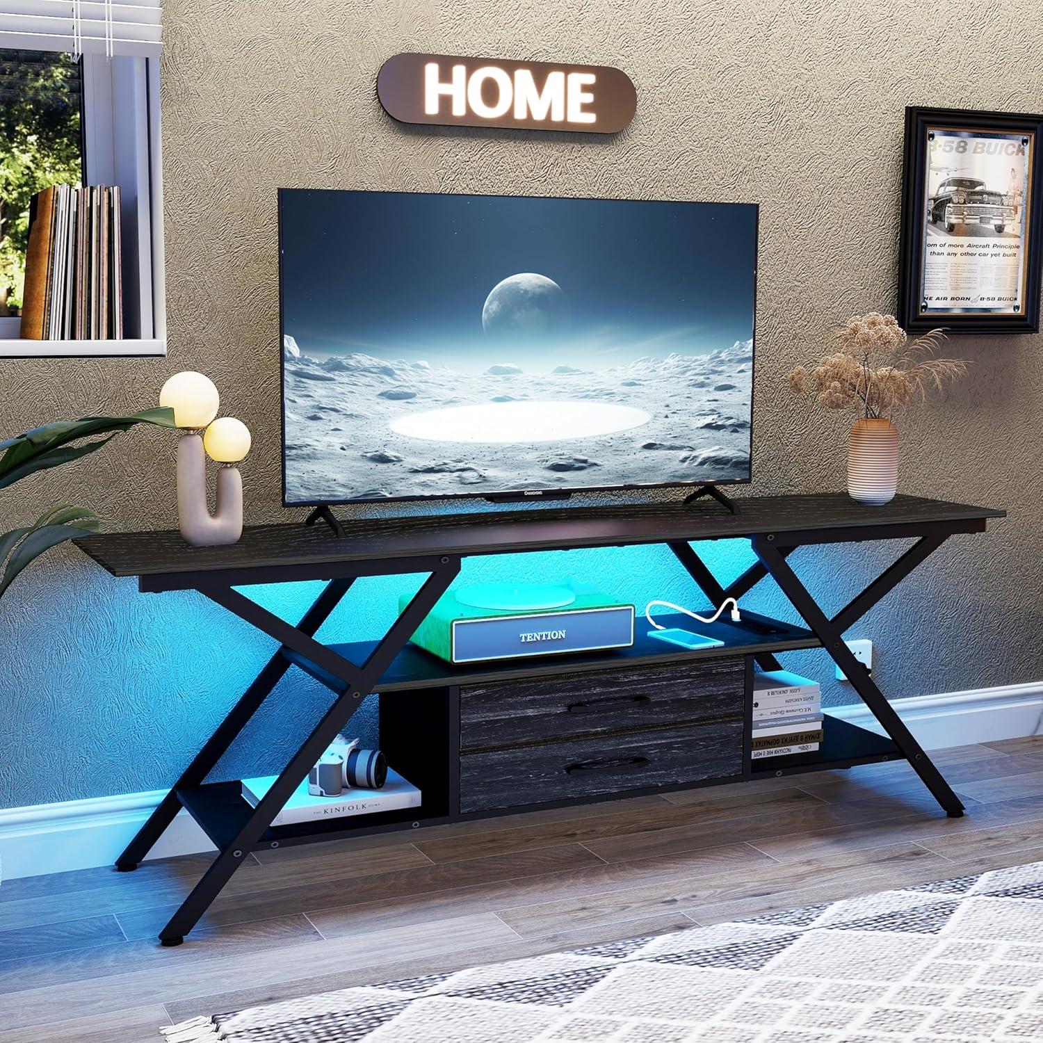 Our Take on the TV Stand with LED Lights and Built-In Power Outlet