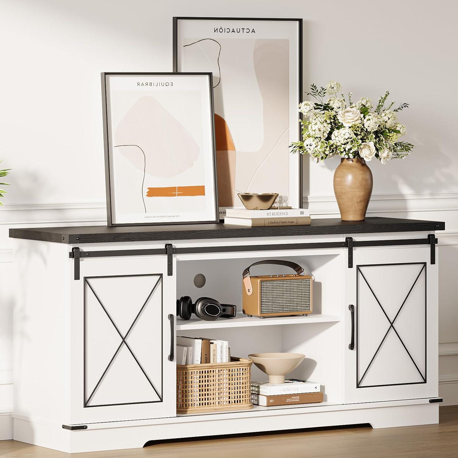 Our Honest Take on the IDEALHOUSE Farmhouse TV Stand with Sliding Doors