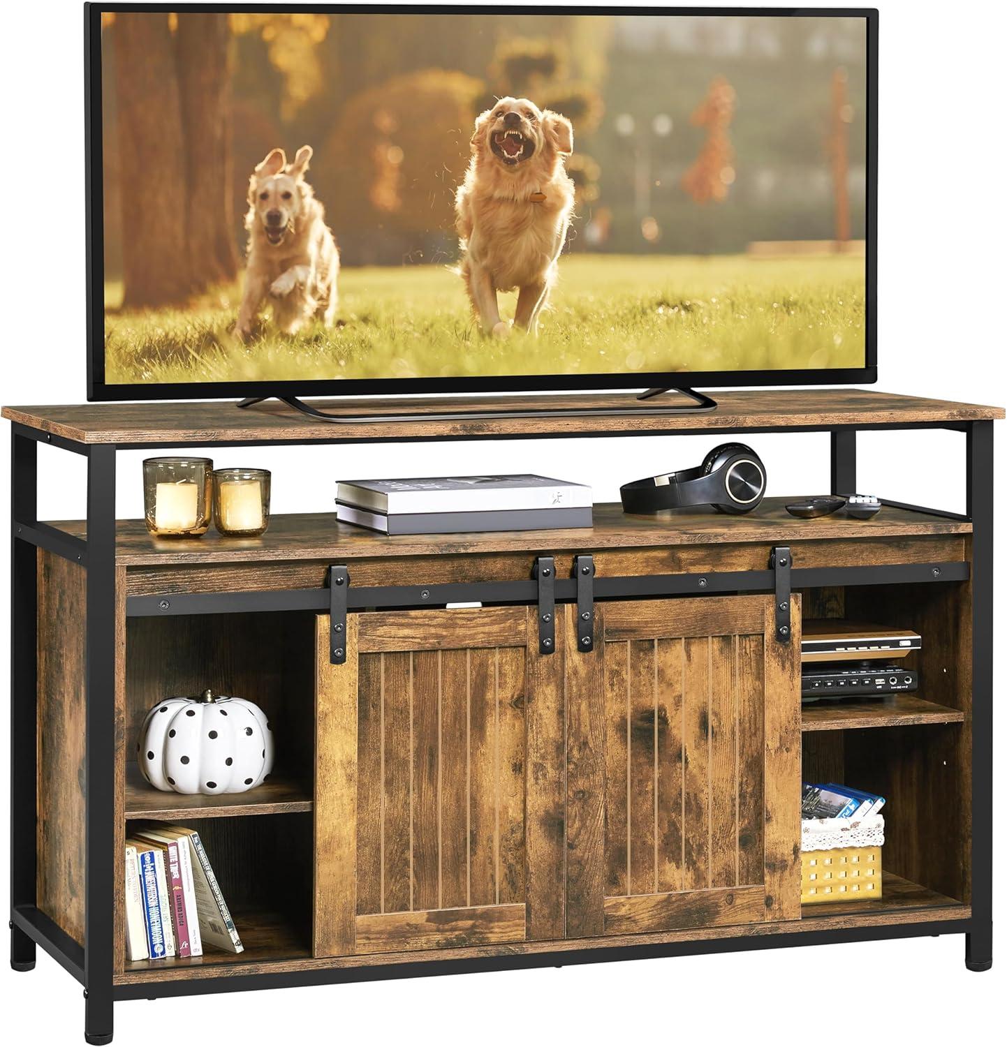 Why We Love the Yaheetech Rustic Barn Door TV Stand