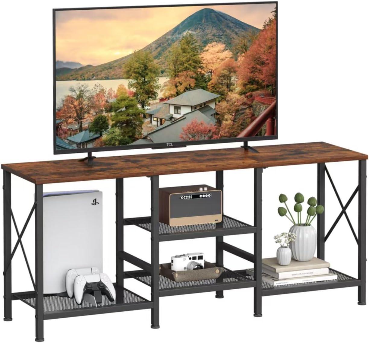 Stylish and Sturdy TV Stand with Spacious 3-Tier Storage