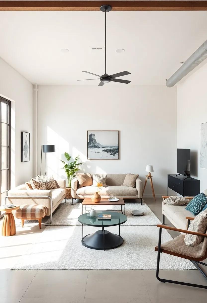 Embracing Space: Small Open Concept Living Rooms with Industrial Charm