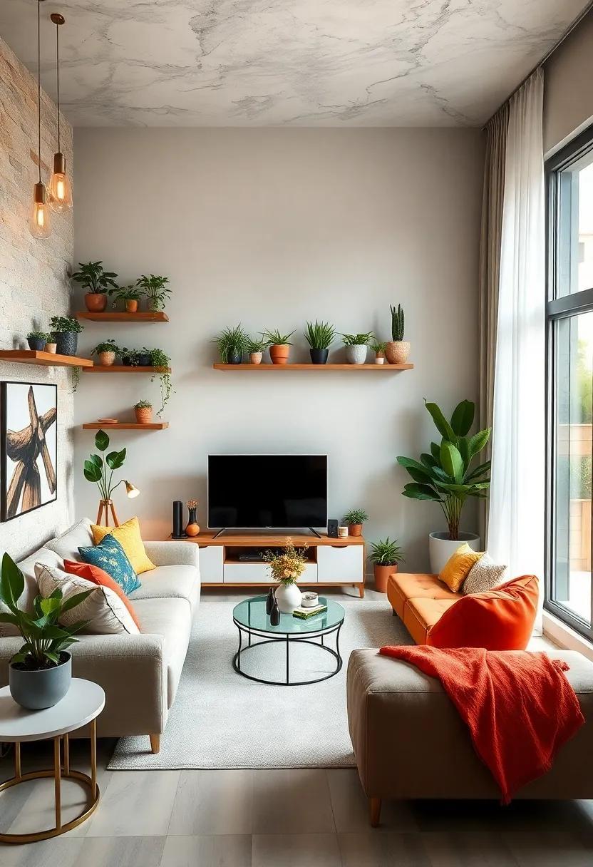 25 Inspiring Apartment Living Rooms Featuring Unique Plant Shelves for Every Style