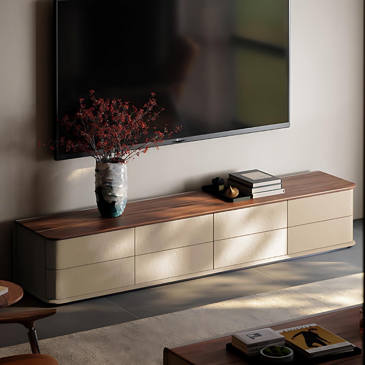 Why We Love the Modern Solid Wood TV Stand with 8 Drawers