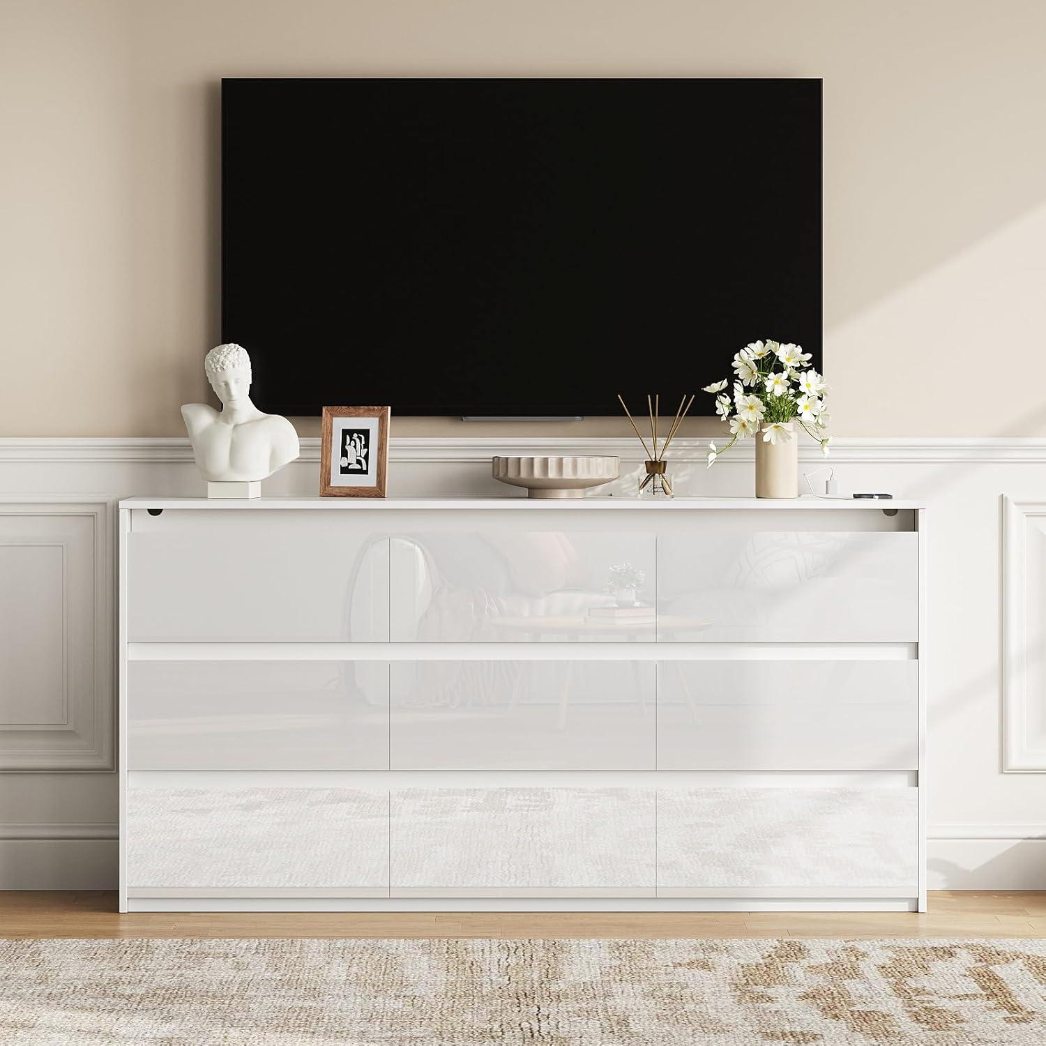 Our Take on the Sleek White TV Stand with 9 Spacious Drawers