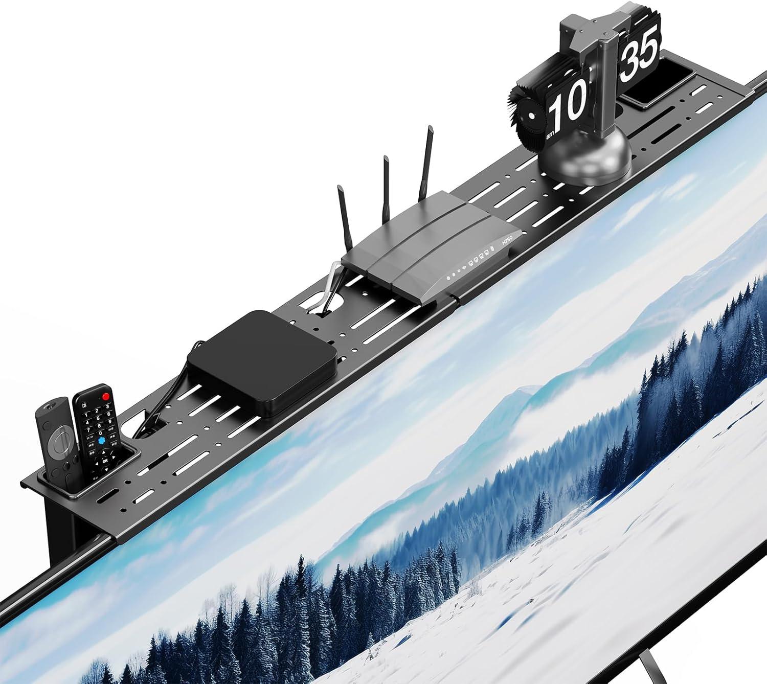 How We Organized Our Desk with the Steel TV Top Shelf Stand