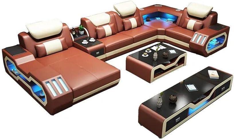 Our Take on the Luxury Italian Leather U-Shaped Sofa Set with Tech