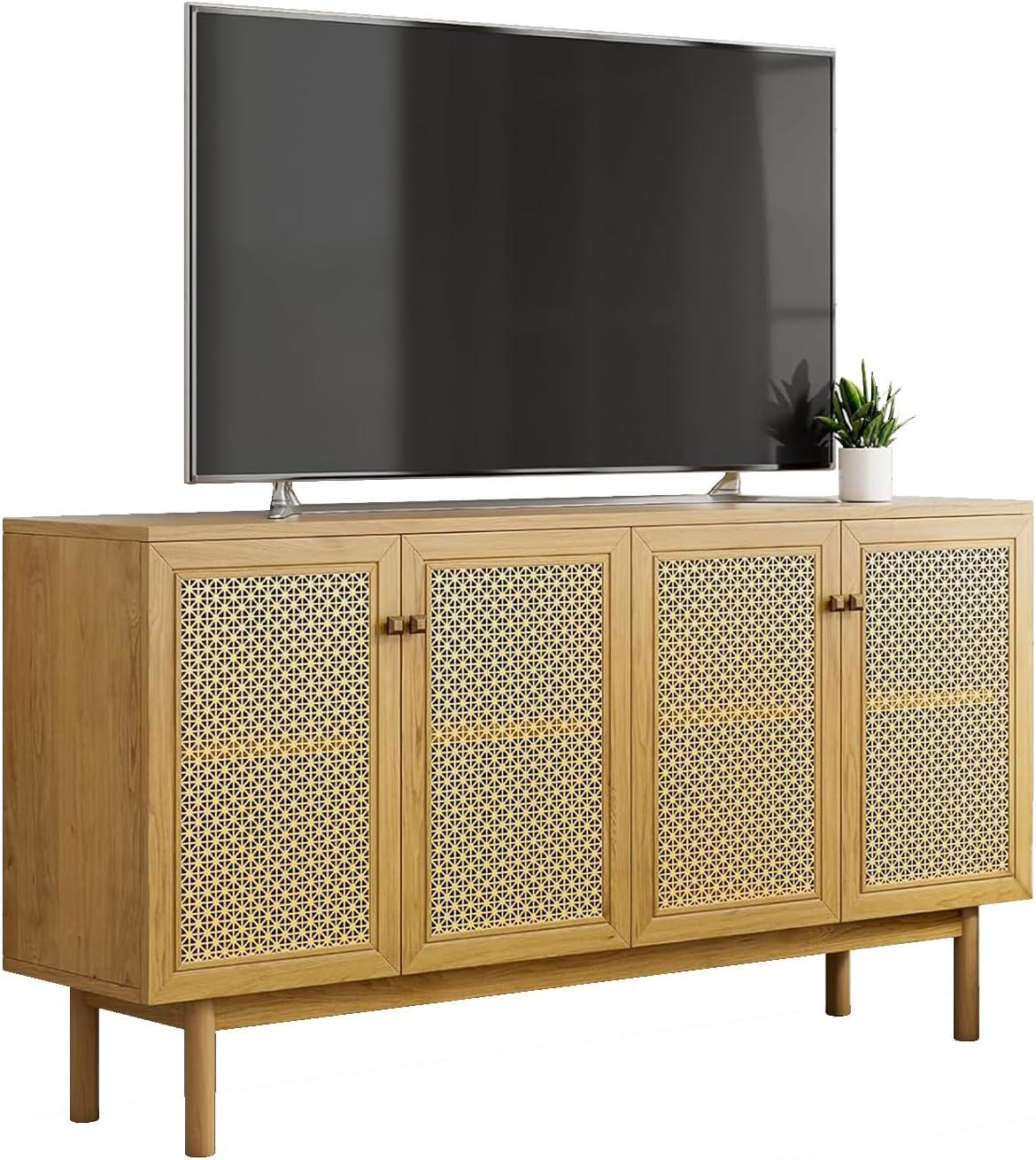 Our honest Take on the Mid-Century Rattan TV Stand's Style & ⁤Setup