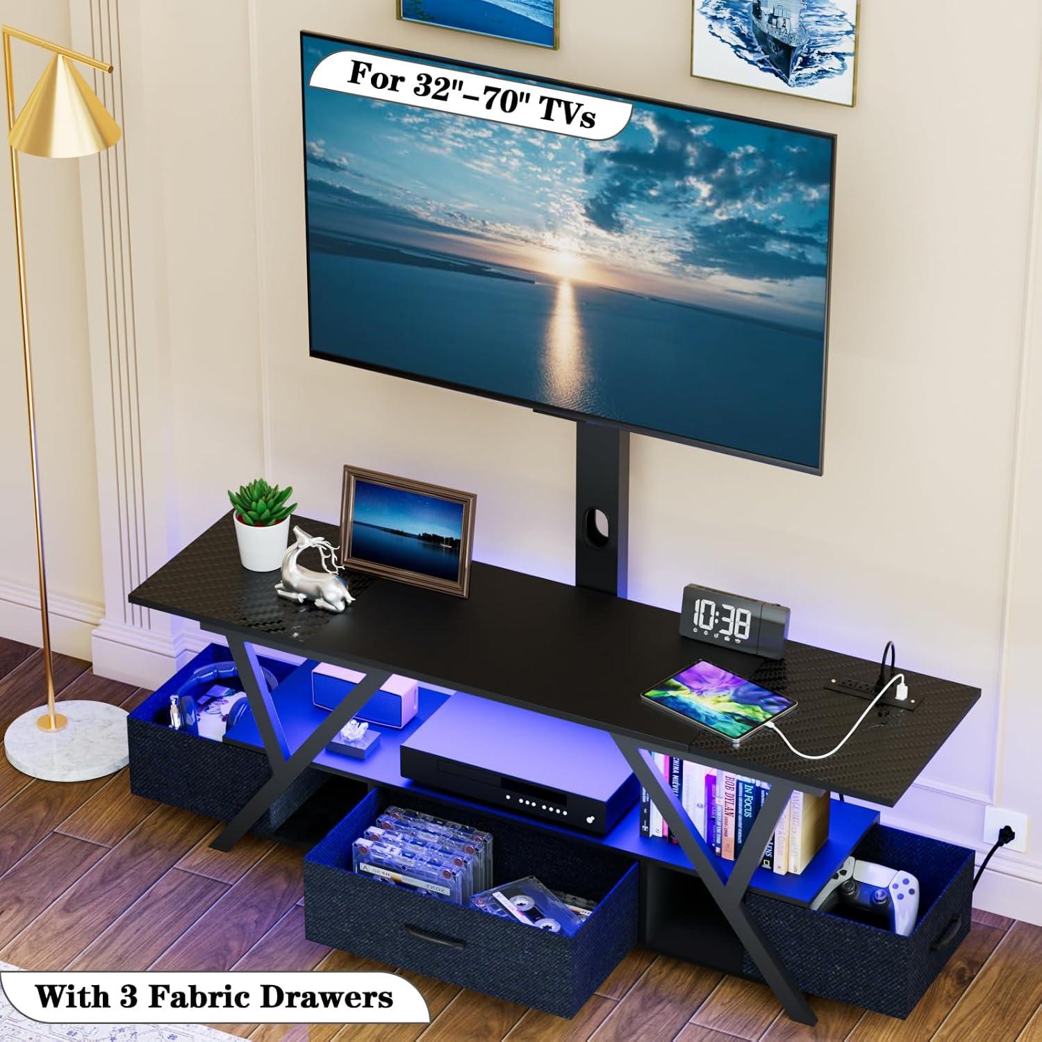Why We ‍Love This Swivel TV Stand with LED Lights & Storage