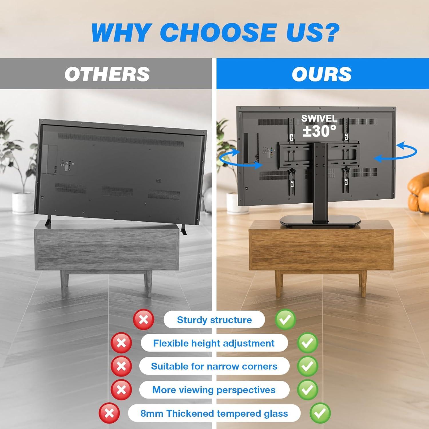 Our Review: Rfiver Universal Swivel TV Stand Balances Style & Sturdiness