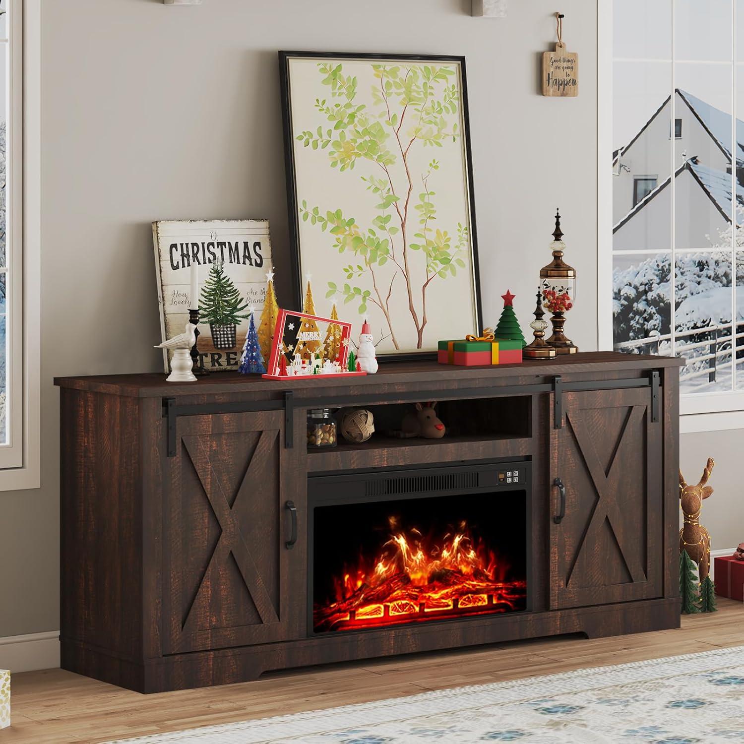 Why We Love the AMERLIFE Fireplace TV Stand's Rustic Charm