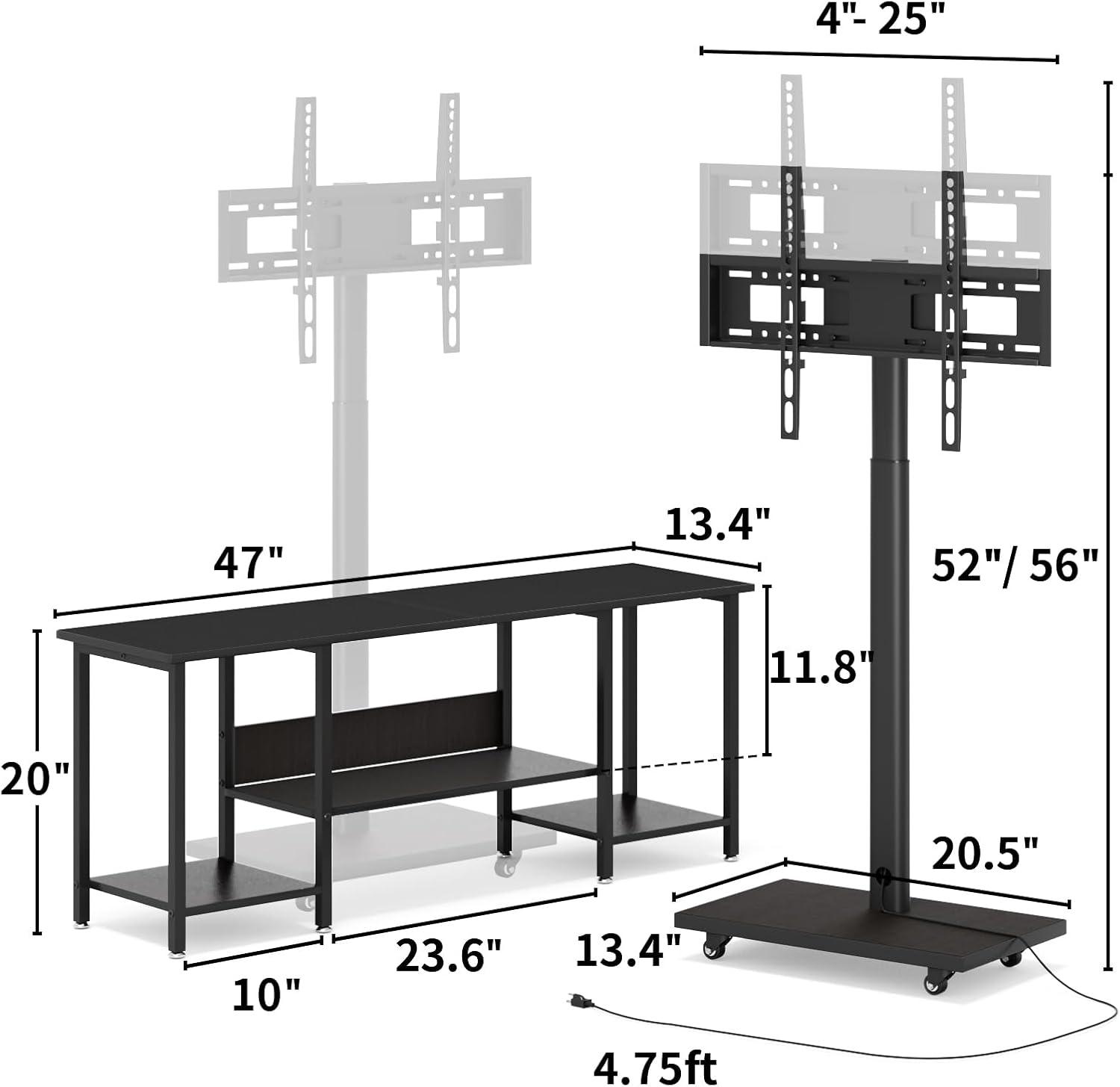 Our Review: Versatile Rolling TV Stand with Swivel & Power Outlets