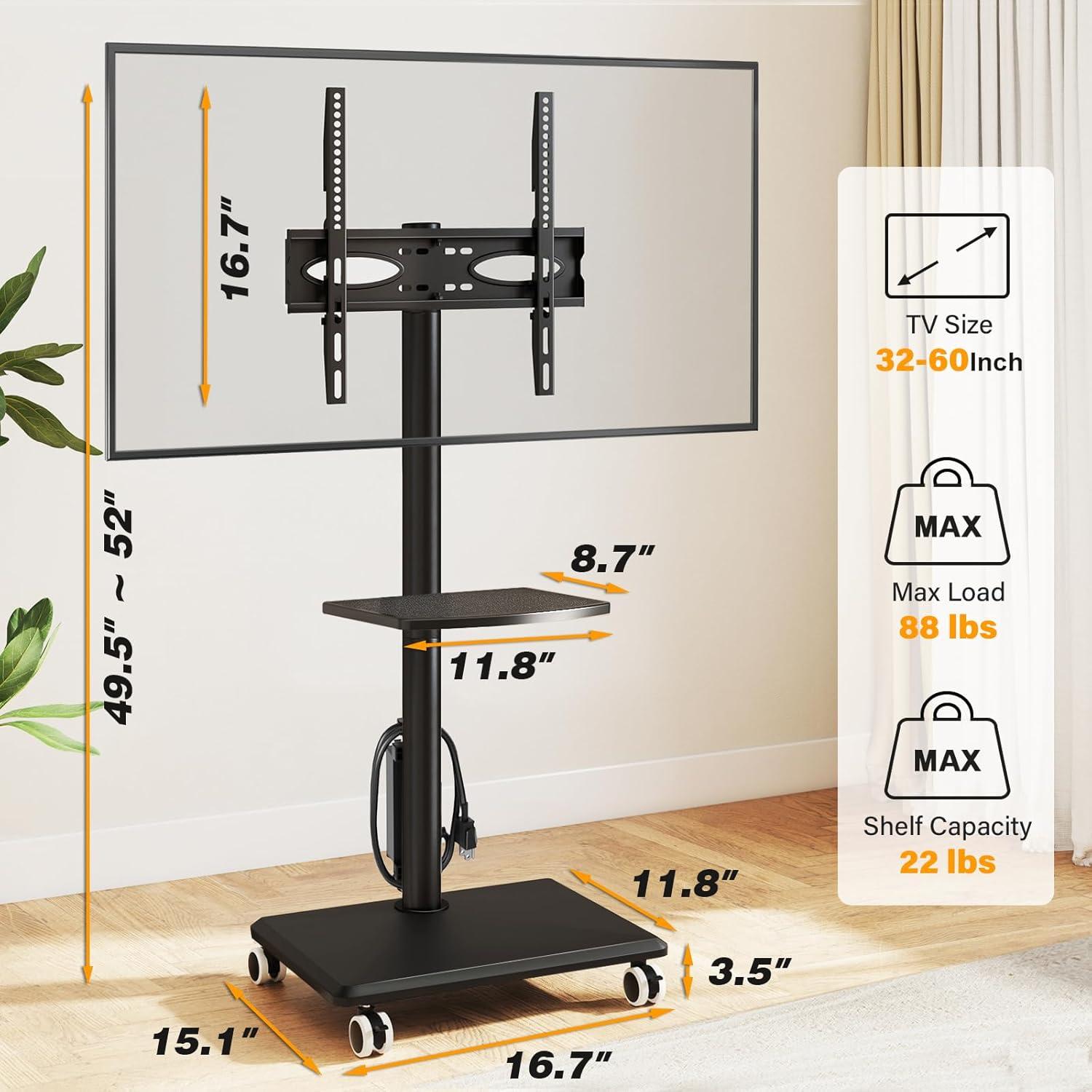 Why We Love the 5Rcom Rolling TV Stand: Swivel, Power & More