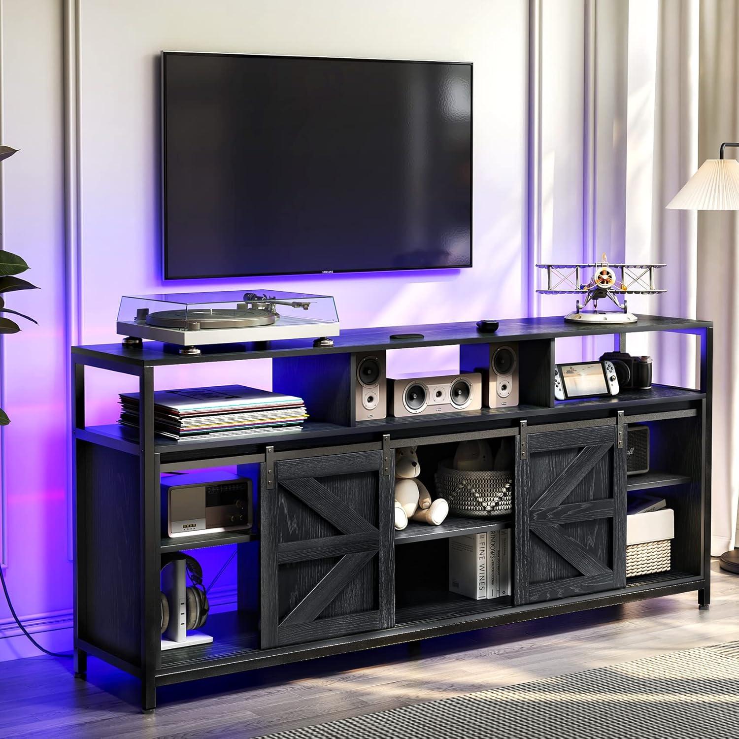 Why we Love ‍This Mid Century Modern TV Stand with LED & Charging Hub