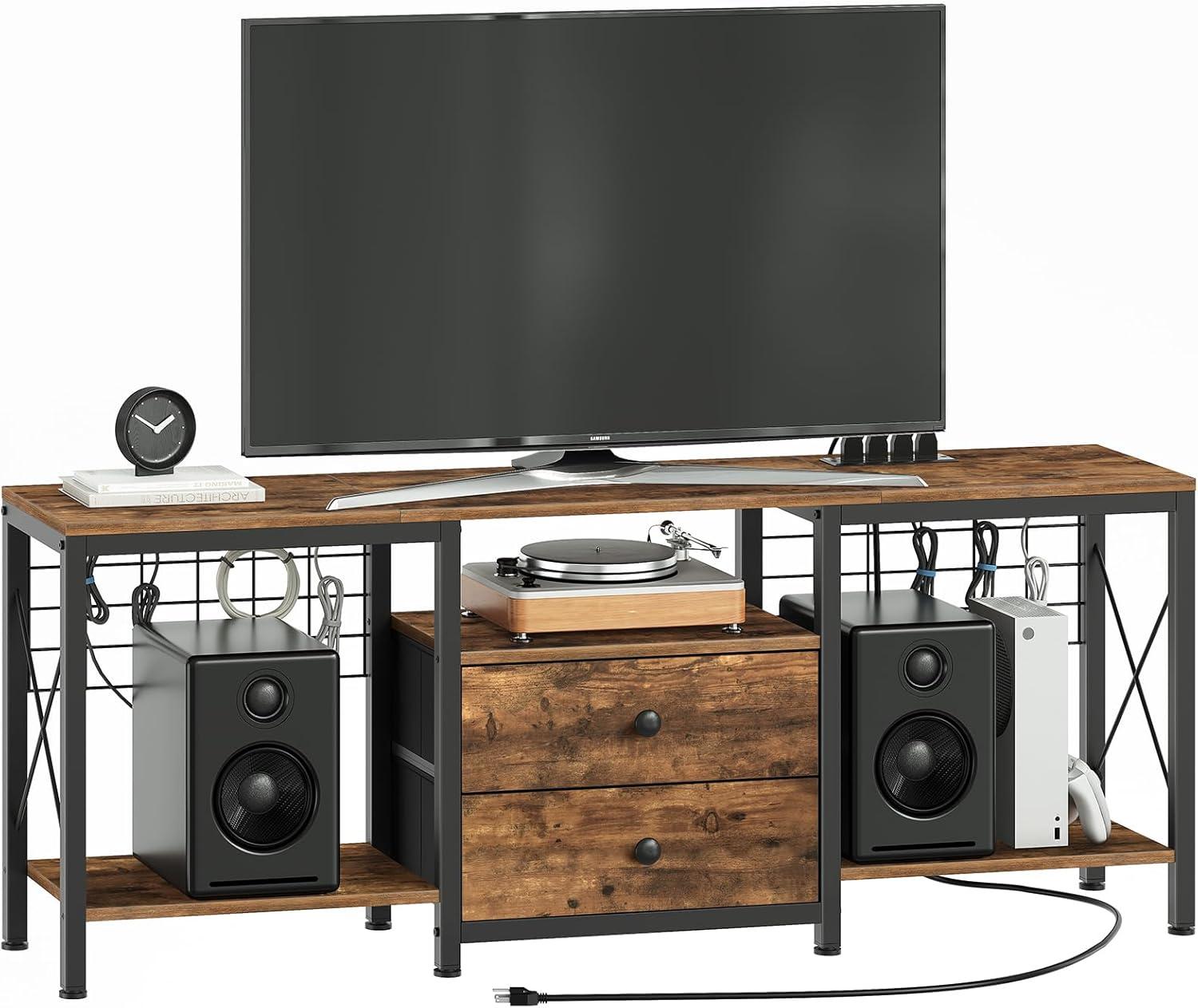 How Our TV Stand with Power Outlet Keeps Media Neat & Ready