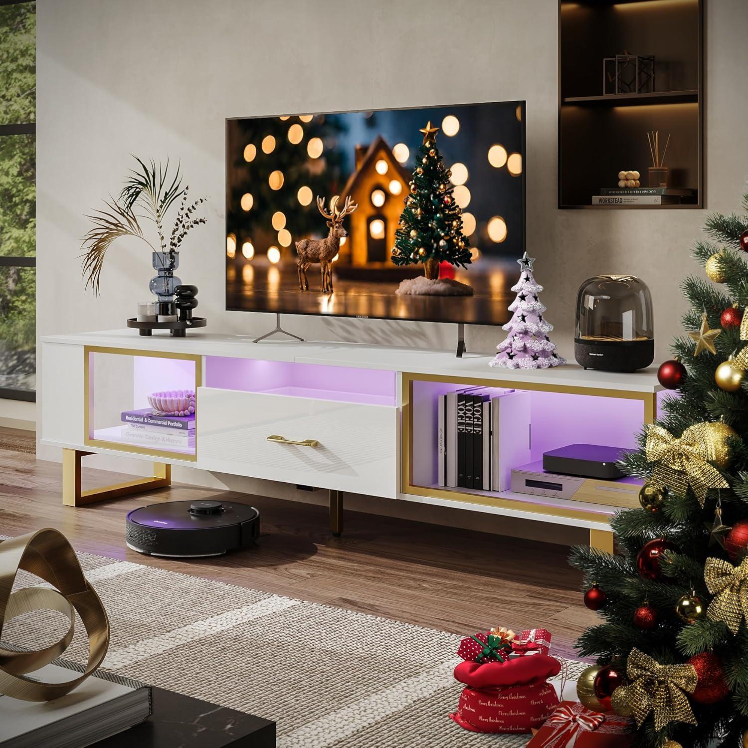 Why We Love the Bestier White &‌ Gold LED TV Stand